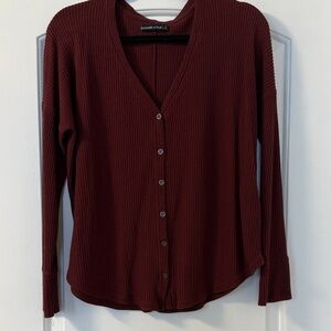 Burgundy Button-Up Cardigan